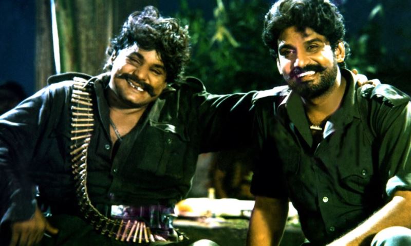 Mansoor Ali Khan (as Veerabhadran) and Napoleon (as Marthayan) in Tamil film Asuran (1995)