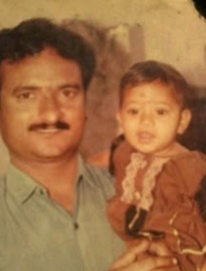 Nayani Pavani in childhood with her father