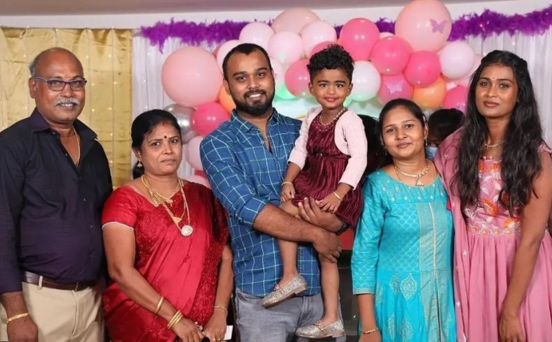 Poornima Ravi (extreme right) with her family
