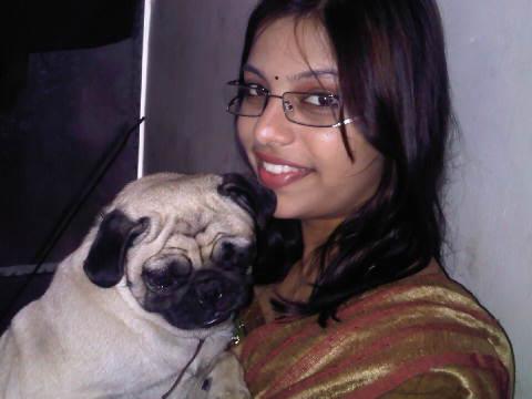 Santhi Mayadevi with a dog