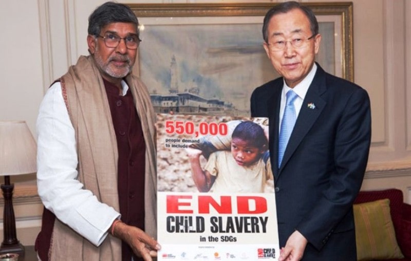 Satyarthi with the UN General Secretary Ban Ki-moon