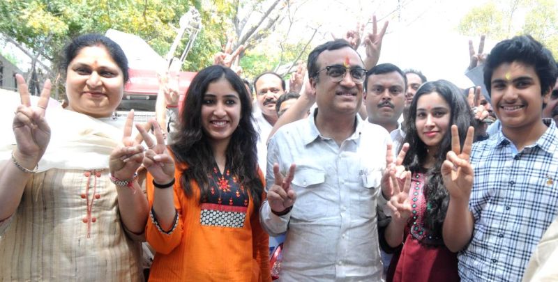 Ajay Maken (centre) with his family