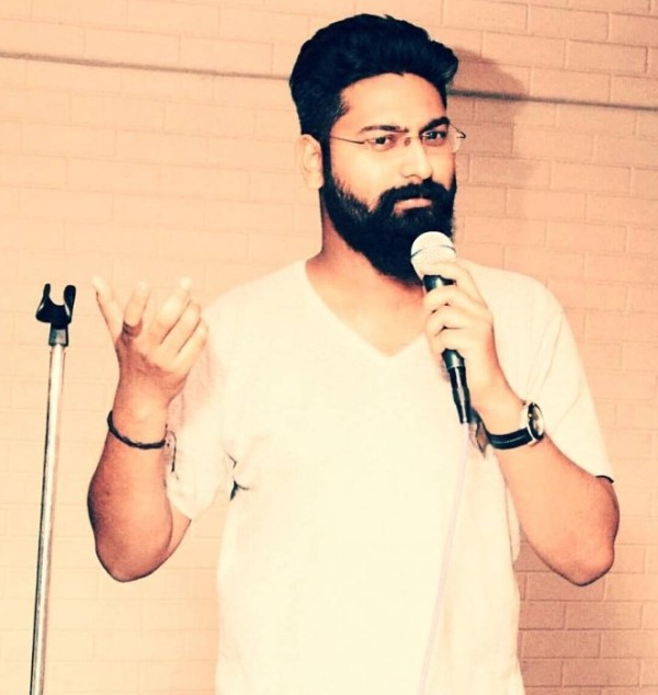 Ravi Gupta during a standup comedy act