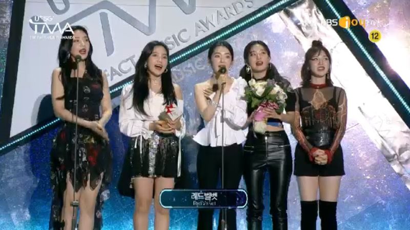Red Velvet after winning Artist of This Year and World Wide Icon at the The Fact Music Awards