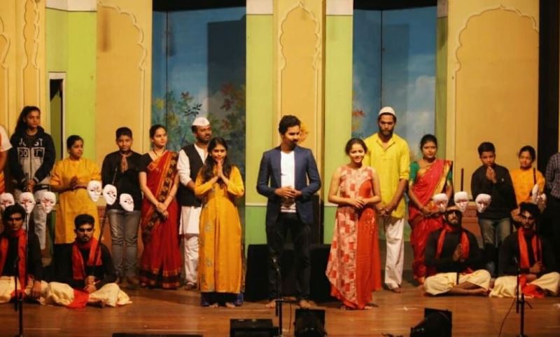 Shivali Parab working as a theatre artist in a play