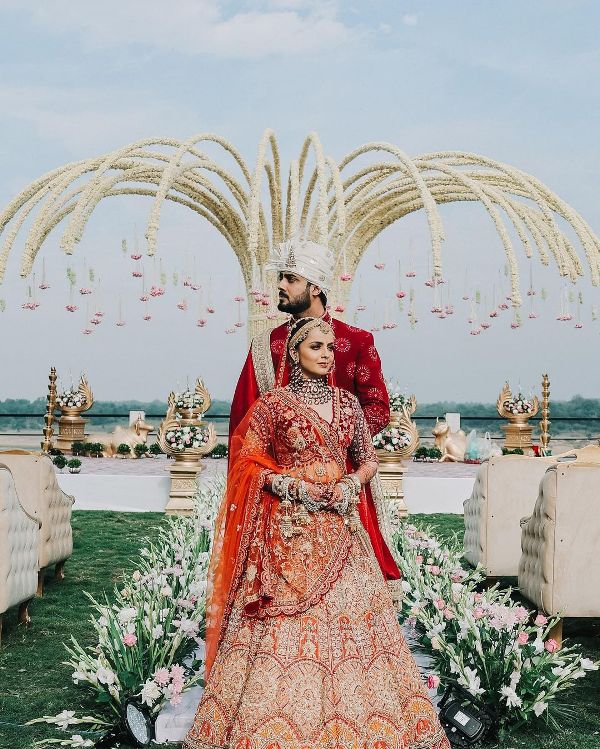 A picture of Shrenu Parikh and Akshay Mhatre from their wedding day