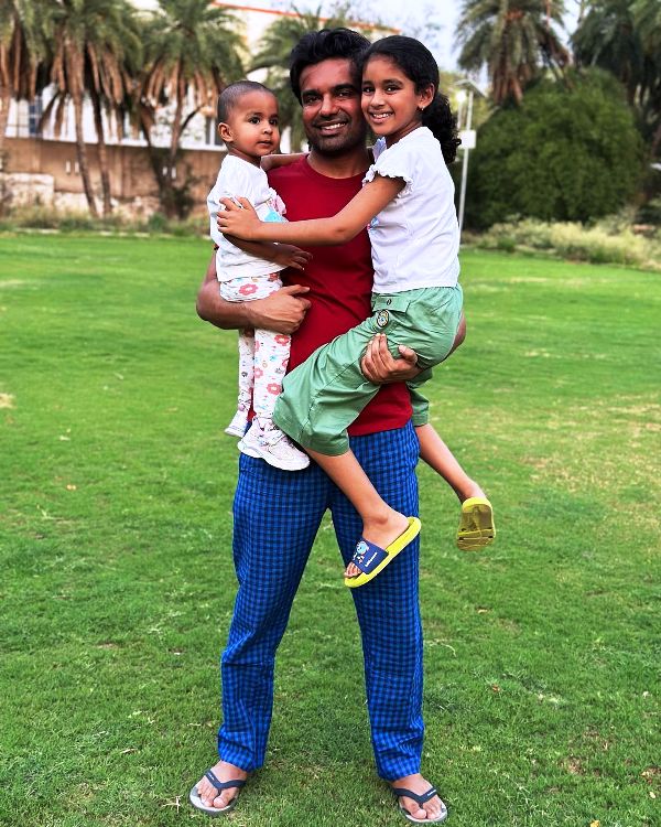 Abhishek Singh with his daughters