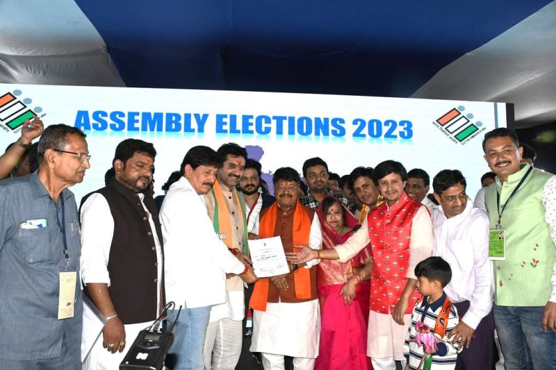 Kailash Vijayvargiya after winning the 2023 Madhya Pradesh Assembly elections