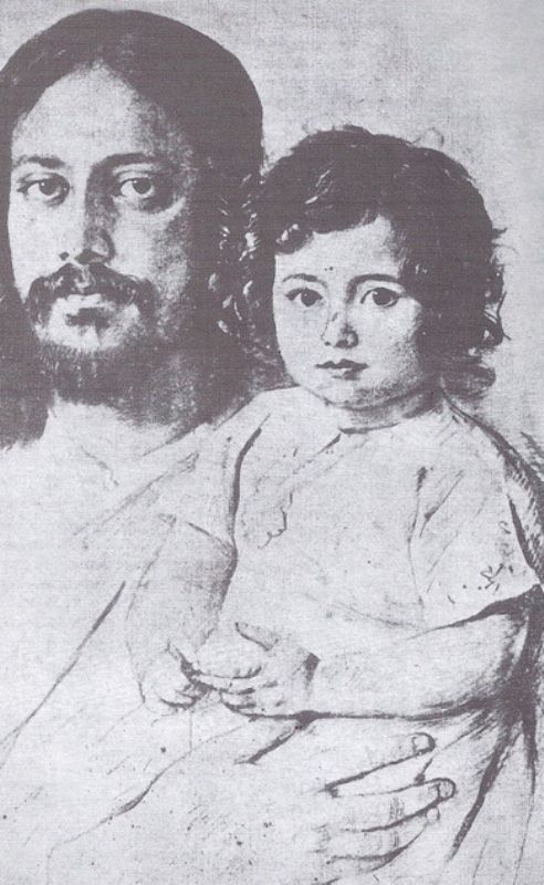Rabindranath Tagore with his daughter Madhurilata