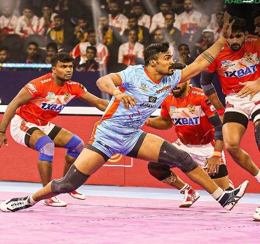 Shrikant Jadhav while in action during a kabaddi match