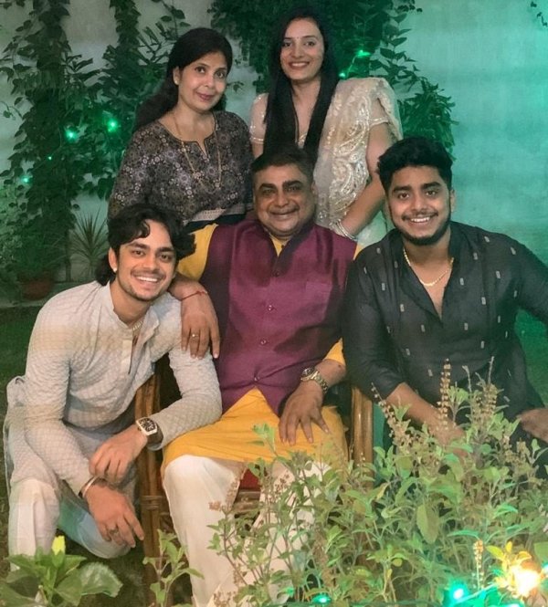 Ishan Kishan with his parents and elder brother with his wife (left to right)