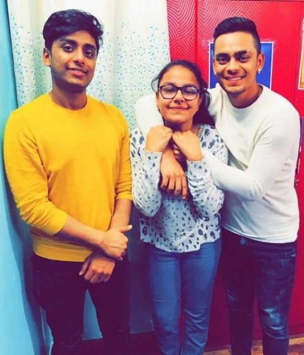 Ishan Kishan with his sister and brother (right to left)