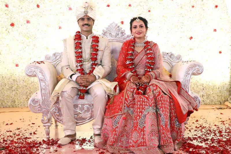 A picture of Ria Dabi and Manish Kumar from their wedding ceremony