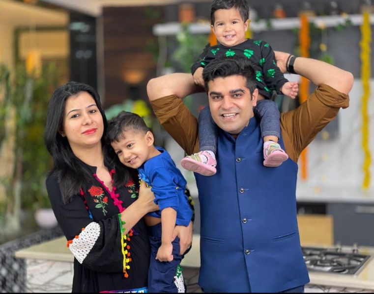 Bharat Wadhwa with his wife and kids