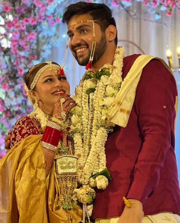 Nehalaxmi Iyer and Rudraysh Joshii on their wedding day