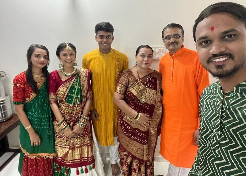 Raj Limbani (in yellow) with his uncle's family