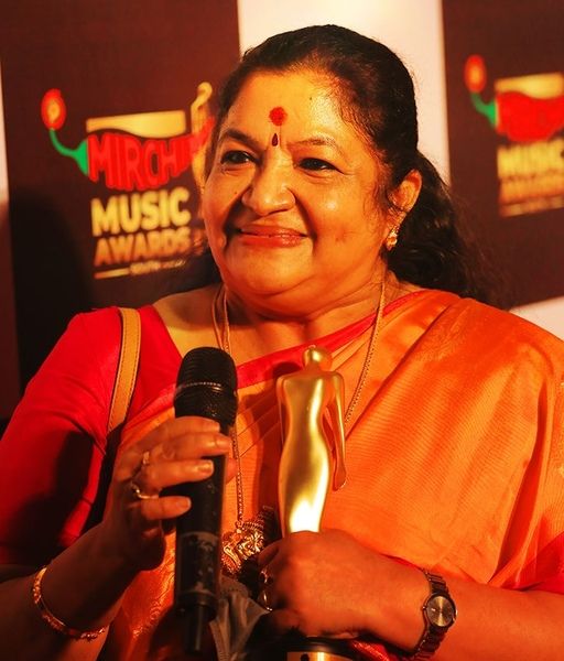 K. S. Chithra after receiving Mirchi Music’s Lifetime Achievement Award