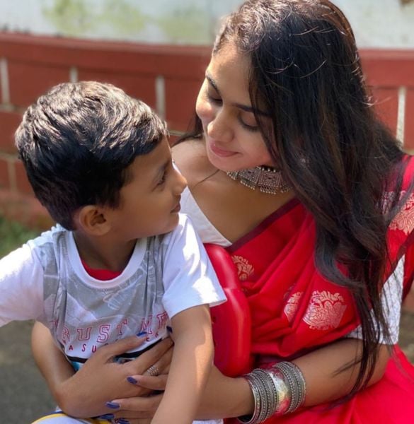 Sreethu Krishnan with her younger brother