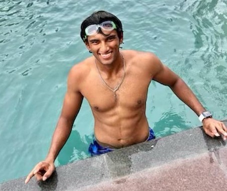 Angkrish Raghuvanshi during a swimming session