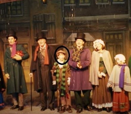 Derek Muller (circled) as Tiny Tim in a play