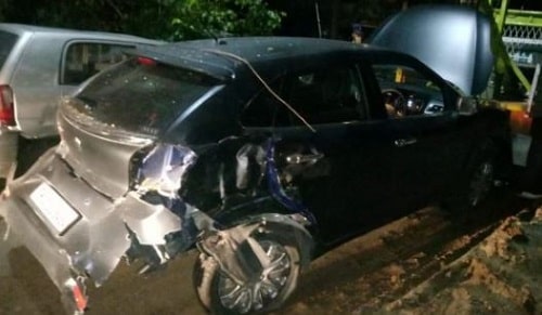 Dhruv Vikram's car after accident