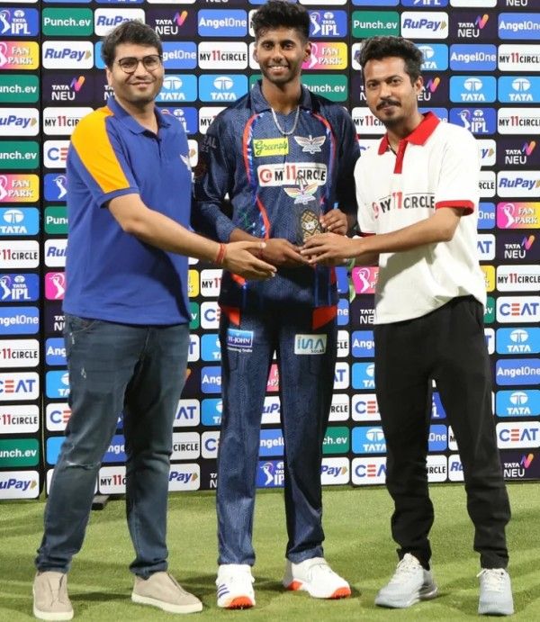 Mayank Yadav with Man of the Match award on his IPL debut
