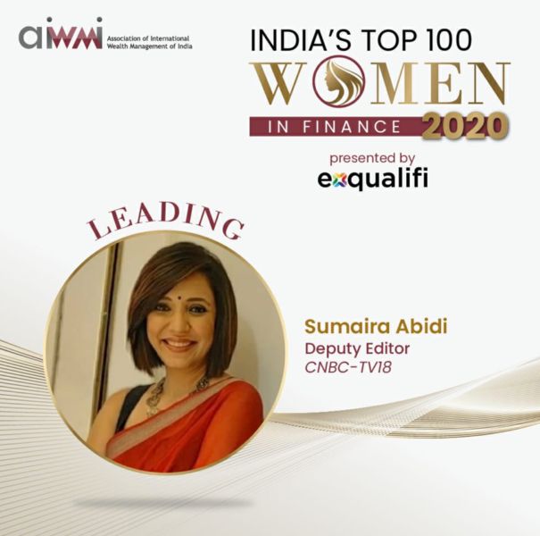 Sumaira Abidi as part of the AIWMI's Top 100 Women in Finance list (2020)