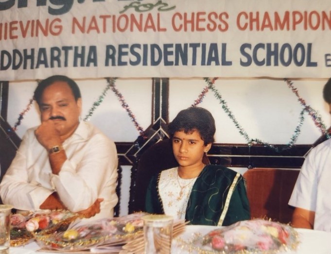 Koneru Humpy after winning National Chess Championship in 1996