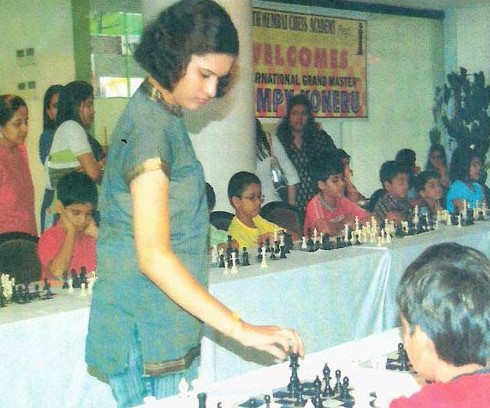 Koneru Humpy while playing a chess championship in 2002
