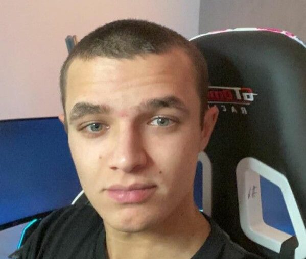 Lando Norris after shaving his hair in a charity fundraiser