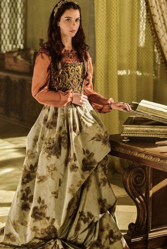 Adelaide Kane in a still from the American historical romantic drama television series Reign (2013)