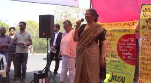 Indrani Mazumdar during her visit to JNU in 2019