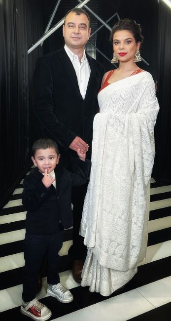 Karuna Gidwani with her son and Rahul Minocha