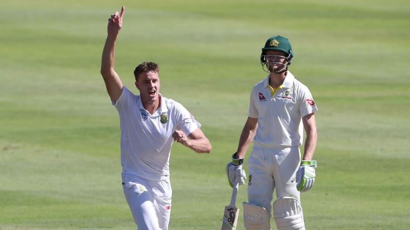 Morné Morkel celebrating after taking a wicket against Australia