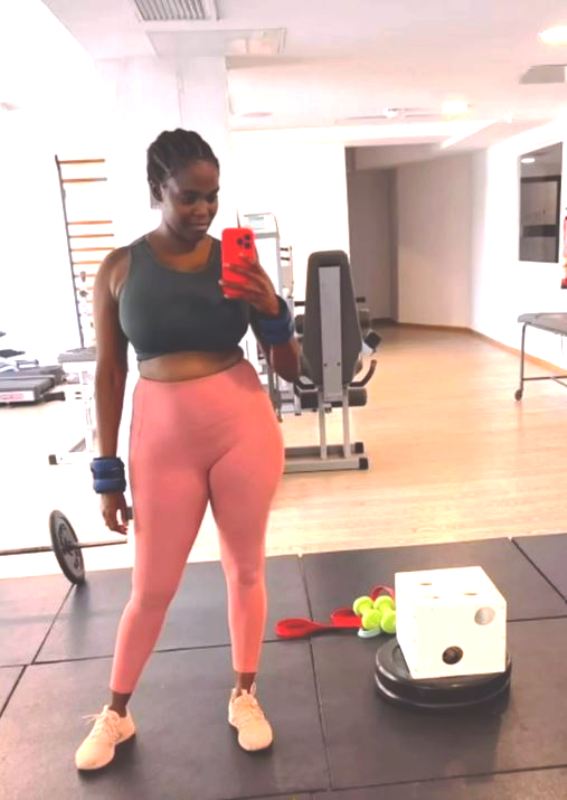 Oti Mabuse during a workout session at a gym