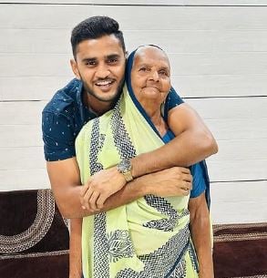 Urvil Patel with his grandmother