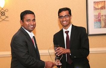 Arun Subramanian receiving Tamil American Pioneer Award