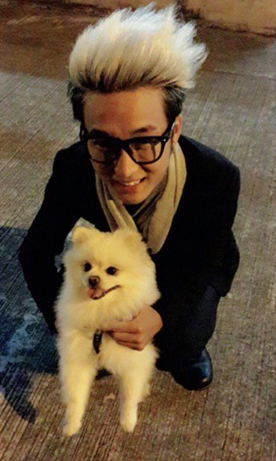 Sudan Gurung posing with his pet