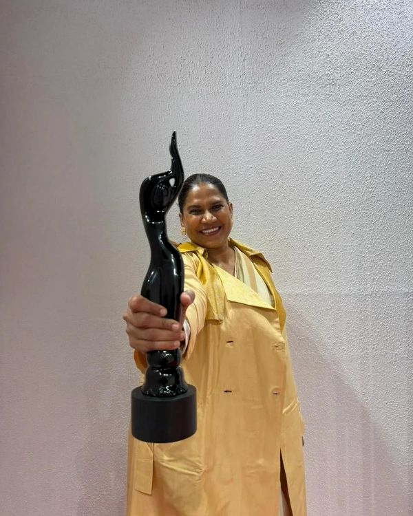Chhaya Kadam, after winning an award at the 70th Filmfare Awards (2025)
