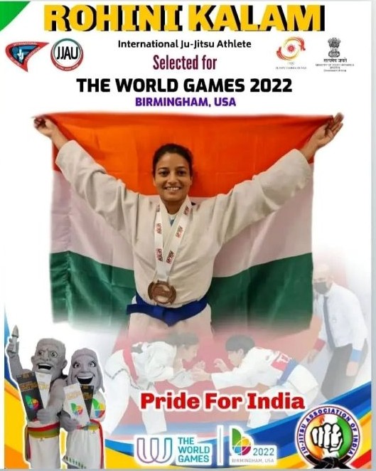 In 2022, Rohini Kalam being the only Indian selected for the World Games in Ju Jitsu