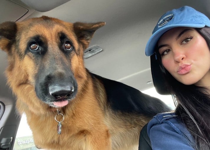 Isabelle Tate with her pet dog