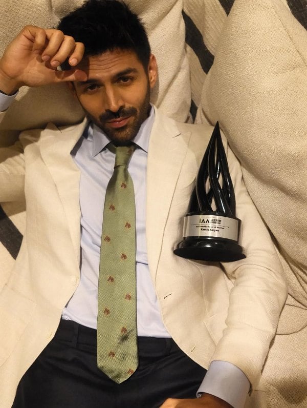 Kartik Aaryan, after winning the 2025 IAA Brand Endorser of the Year Award