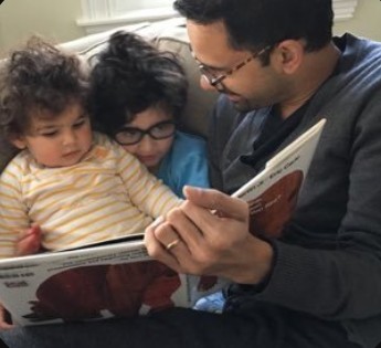 Sunil Amrith with his children