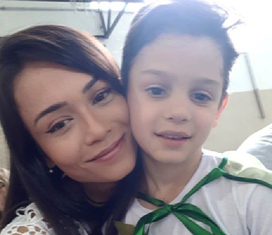 Diana Areas with her son