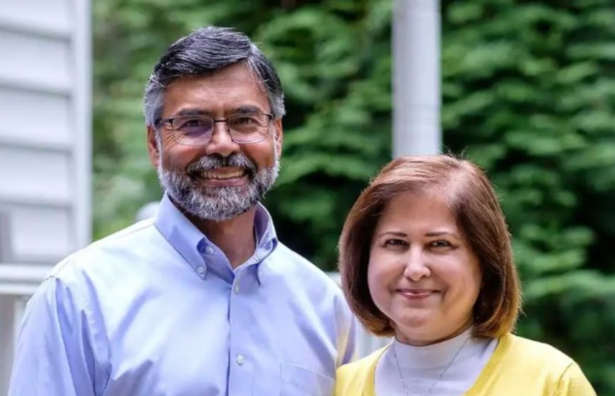 Ghazala Hashmi with her husband