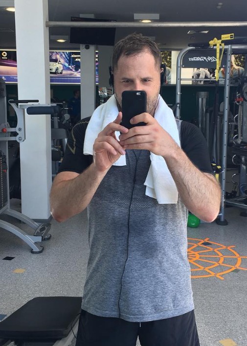 Andriy Yermak during a gym session