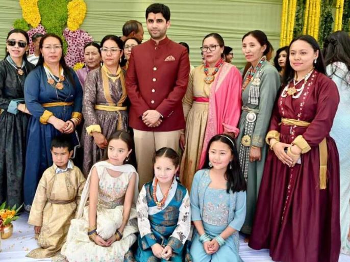 Aryan Yadav with Sering's family during the marriage function