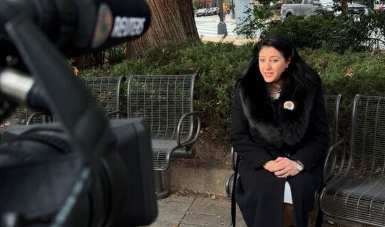 Jamal Khashoggi’s wife, Hanan Elatr Khashoggi, while speaking during an interview