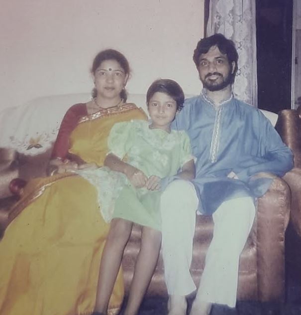Lagnajita Chakraborty with her parents