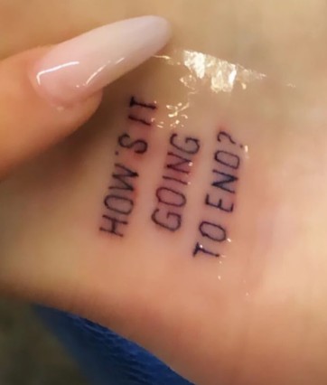 Madison Beer's How's It Going To End tattoo on the inner side of her left ankle